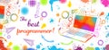Technology concept. Programming web banner. Best programming languages. Mug design for the best programmer. Vector Royalty Free Stock Photo