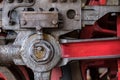 Technology concept - vintage machinery closeup - old locomotive Royalty Free Stock Photo