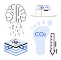 Artificial Intelligence, Carbon Footprint, Data Storage, and Technology Concept Visuals Royalty Free Stock Photo