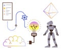 Technology Concepts Featuring Robot, Gear Diagram, Cloud Computing and Innovation Themes Royalty Free Stock Photo