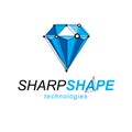 Technology conceptual emblem. 3D design, abstract vector faceted