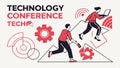 Technology Conference scene, tech event, and conference presentation, Vector Design, Generative AI