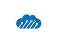 Technology connect with clouds symbol logo