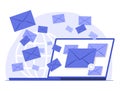 Laptop Computer with Email Overload for Online Working and Overburdened Concept Illustration Royalty Free Stock Photo