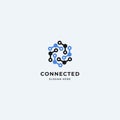 Technology connection logo with abstract molecule dots design element. Premium logo idea Royalty Free Stock Photo