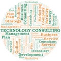 Technology Consulting typography vector word cloud. Royalty Free Stock Photo