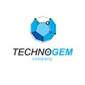 Technology corporate logotype. Abstract vector 3D mesh polygonal Royalty Free Stock Photo