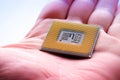 Technology electronic concept. cpu microprocessor chip in hand