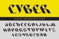 Technology Cyberpunk Font design vector. Hi-tech Cyber Robot Digital Virtual Reality Artificial intelligence Futuristic style