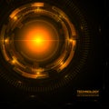 Technology dark orange background with hi-tech digital data connection. Futuristic, high technology vector background. Royalty Free Stock Photo