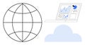 Global Data Analysis and Cloud Computing Concept with Globe, Chart Laptop, and Cloud Icon Royalty Free Stock Photo