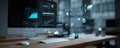 Technology data computer screen digital office workplace monitor keyboard futuristic analytics dashboard interface innovation Royalty Free Stock Photo