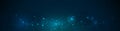 Illustration vector abstract wave, flow line, motion pattern and particle dot on dark blue background.