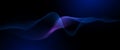 Illustration vector abstract wave, flow line, motion pattern and particle dot on dark blue background.