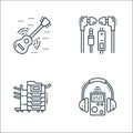 Technology devices line icons. linear set. quality vector line set such as music player, photocopier, handsfree