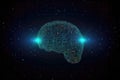 Technology digital Artificial intelligence brains form, glowing neon light blue for futuristic, processing data base and binary Royalty Free Stock Photo