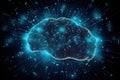 Technology digital Artificial intelligence brains form, glowing neon light blue for futuristic, processing data base and binary Royalty Free Stock Photo