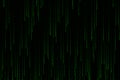 Technology digital binary code in color green with matrix dark or black background. Royalty Free Stock Photo