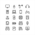Technology and Digital Devices Outline Icon Set Royalty Free Stock Photo