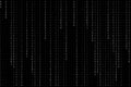 Technology digital matrix dark or black background with binary code in white color. Royalty Free Stock Photo