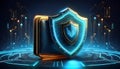 Technology Digital wallet icon with a shield, symbolizing protection against fraud and unauthorized access security safety Royalty Free Stock Photo