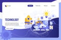 Technology, digital world landing page vector template