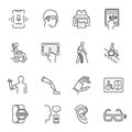 Technology for disabled set monochrome line icon vector illustration. Electronic gadget support