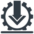 Technology download icon with gear and arrow indicating software installation or data transfer process Royalty Free Stock Photo
