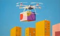 delivery cargo technology drone air aircraft fast helicopter fly blue. Generative AI.