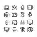 Technology and Electronic Devices Line Icons Set Royalty Free Stock Photo