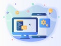 Technology engineer app website program development software concept with code and computer with modern icon style Royalty Free Stock Photo