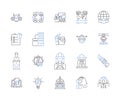 Technology firm line icons collection. Innovation, Disruption, Virtual, Cloud, Automation, Artificial, Intelligence