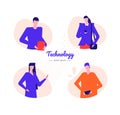 Technology - flat design style vector characters set Royalty Free Stock Photo