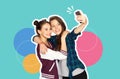 Happy teenage girls taking selfie with smartphone Royalty Free Stock Photo