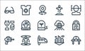 technology of the future line icons. linear set. quality vector line set such as flying car, hyperloop, blaster, city, hologram,