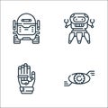 technology of the future line icons. linear set. quality vector line set such as bionic eye, glove, robot