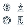technology of the future line icons. linear set. quality vector line set such as door, time travelling, hologram Royalty Free Stock Photo