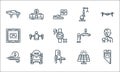 Technology of the future line icons. linear set. quality vector line set such as foldable phone, flying shoes, wind energy, solar