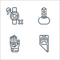 Technology of the future line icons. linear set. quality vector line set such as foldable phone, glove, smartwatch