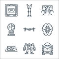 Technology of the future line icons. linear set. quality vector line set such as robot, robot, virtual reality, artificial