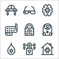 technology of the future line icons. linear set. quality vector line set such as smart home, drone delivery, nanotechnology,