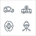 technology of the future line icons. linear set. quality vector line set such as woman, artificial intelligence, electric bus