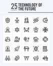 25 Technology of the Future Outline icons Pack vector illustration