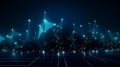 technology futuristic Network connection concept with connecting glowing dots and lines circuit background generative Ai. Royalty Free Stock Photo