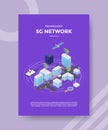 Technology 5G network satelitte on city building server for template of banners, flyer, books cover, magazines with liquid shape