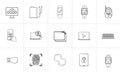 Technology and gadgets hand drawn outline doodle icon set. Royalty Free Stock Photo