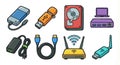 Technology gadgets and peripherals illustration set Royalty Free Stock Photo