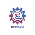 Technology gear concept business logo template design. Cogwheel mechanic sign. Computer electronic network SEO icon. Graphic Royalty Free Stock Photo
