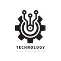 Technology gear concept business logo template design. Cogwheel mechanic sign. Computer network SEO icon. Royalty Free Stock Photo