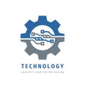 Technology gear concept business logo template design. Cogwheel mechanic sign. Computer network SEO icon. Royalty Free Stock Photo